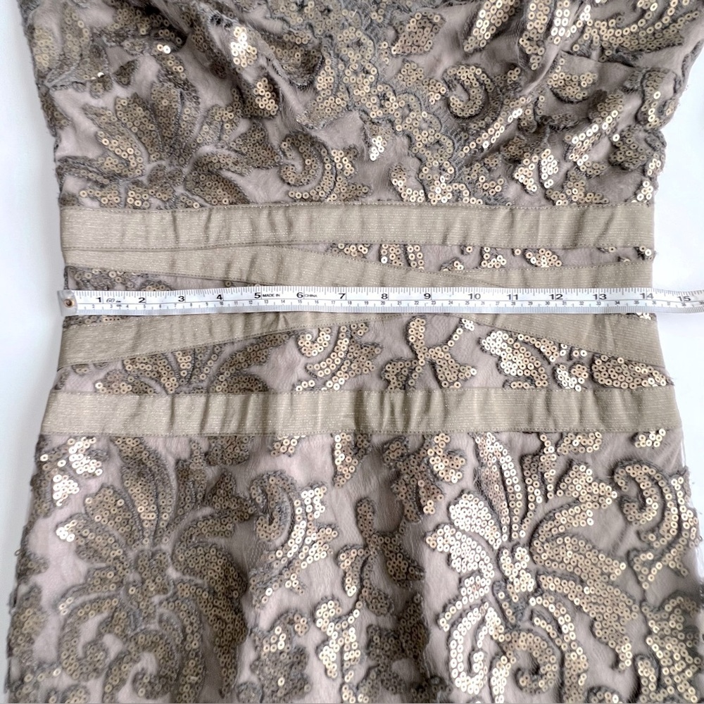 Tadashi Shoji Sequin Lace V-Neck Cocktail Dress - Picture 13 of 15